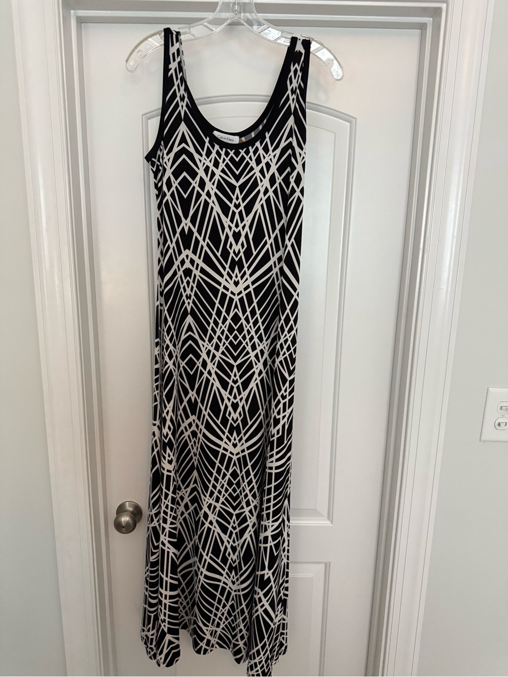 Calvin Klein Black and White Geometric Maxi Dress
